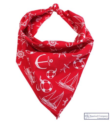 Sailor Print Bandana Scarf, Red - SOLD OUT