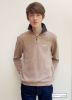 Men's Zip Neck Ribbed Knit Sweatshirt, Oatmeal - SOLD OUT