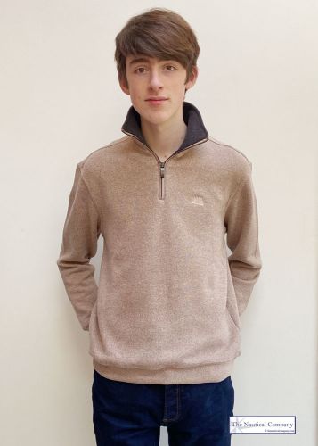 Men's Zip Neck Ribbed Knit Sweatshirt, Oatmeal - SOLD OUT