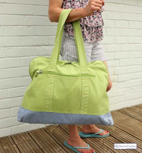 Large Canvas Beach Bag, Apple Green - SOLD OUT