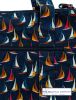 Large Beach Bag with Zip, Navy Blue with Boats Print
