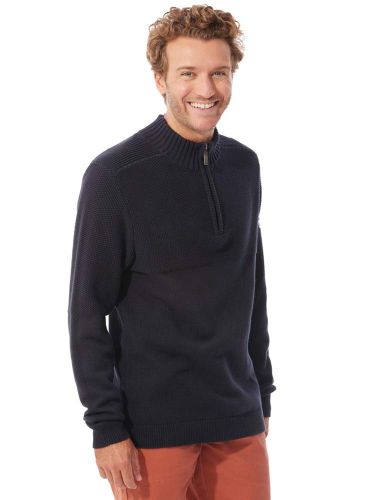 Men's 1/4 Zip Funnel Neck Sweater, Navy Blue, Cotton (only MEDIUM left)