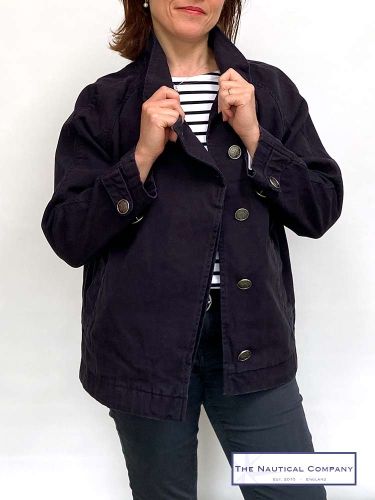 Women's Short Nautical Canvas Jacket, Navy Blue (only UK10/UK12 left)