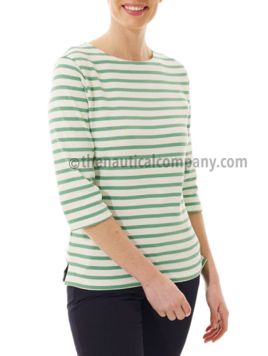 3/4 Sleeve Stripe Top, Cream/Green