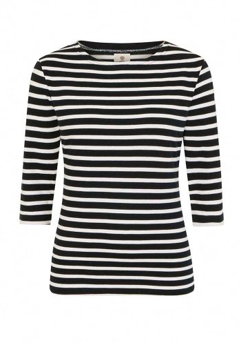 3/4 Sleeve Stripe Top, Navy Blue/Cream