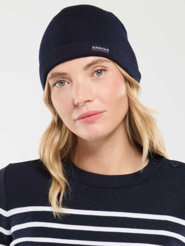 Navy Pure Wool Beanie Hat - Unisex