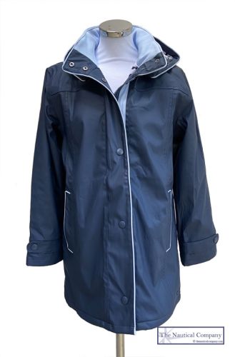 Women's Winter Hooded Raincoat with internal fleece, Navy Blue - SOLD OUT