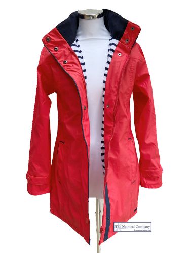 Women's Lined Raincoat with Hood, Watermelon Red (only UK24 - FR52 - US20 left)