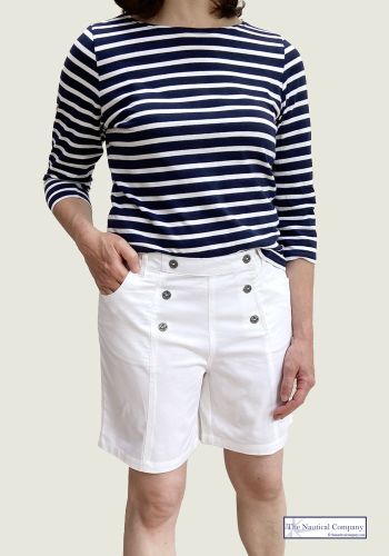 Women's Sailor Shorts, White Cotton (only UK8 left)