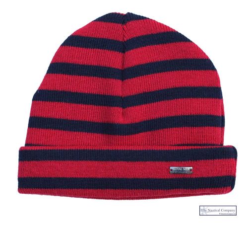 Red and Navy Blue Striped Wool Hat - SOLD OUT