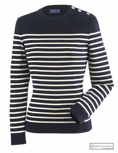 Ladies' Striped Breton Jumper, Navy Blue/Cream by Saint James