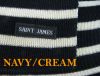 St James Navy Blue/Cream Wool Striped Breton Scarf