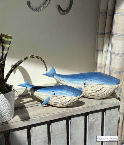 Pair of Blue Whales Figurines