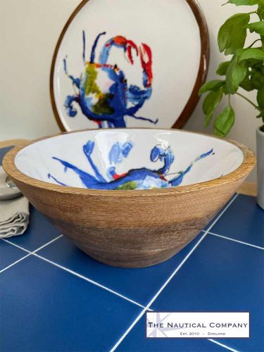 Mango Wooden Salad Bowl with Crab - DISCONTINUED