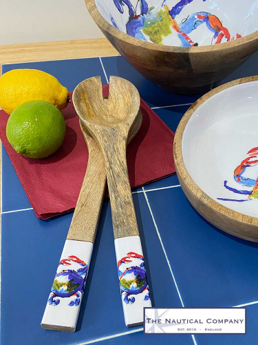 Mango wooden salad servers - crab design