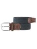 Woven Elastic and Leather Belt - Dark Slate Grey
